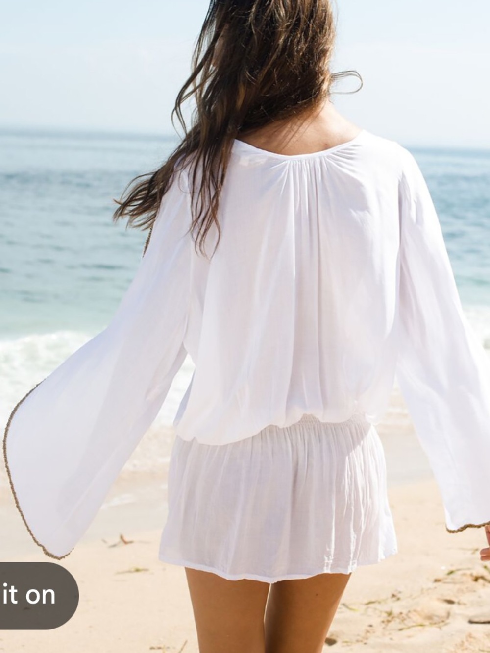 Elan White Beach Cover-Up Dress one size - Picture 2 of 8